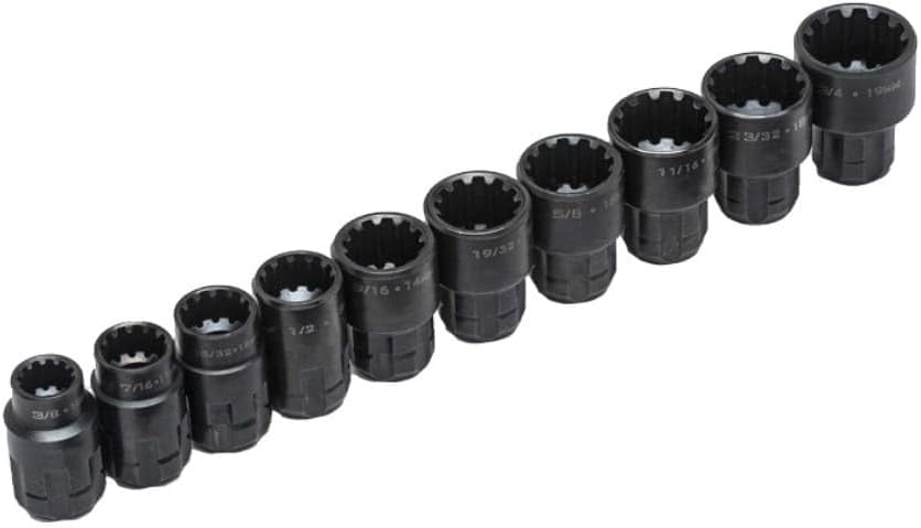 SATA X6 Spline Durchgangs-Steckschlüssel Satz mit Rollgabelschlüssel, 11-tlg. ST09000 (Durchgangs-St