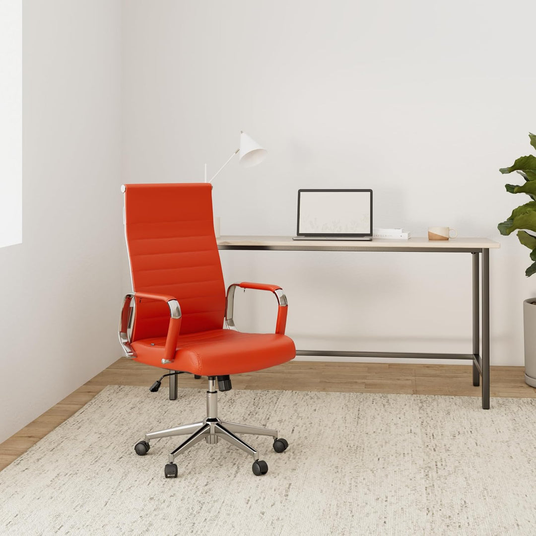 CLP Bürostuhl Kolumbus Kunstleder-Bezug I Höhenverstellbarer Schreibtischstuhl, Farbe:orange, Orange
