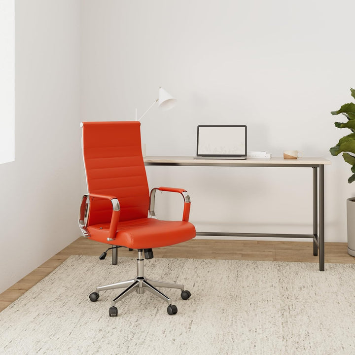 CLP Bürostuhl Kolumbus Kunstleder-Bezug I Höhenverstellbarer Schreibtischstuhl, Farbe:orange, Orange