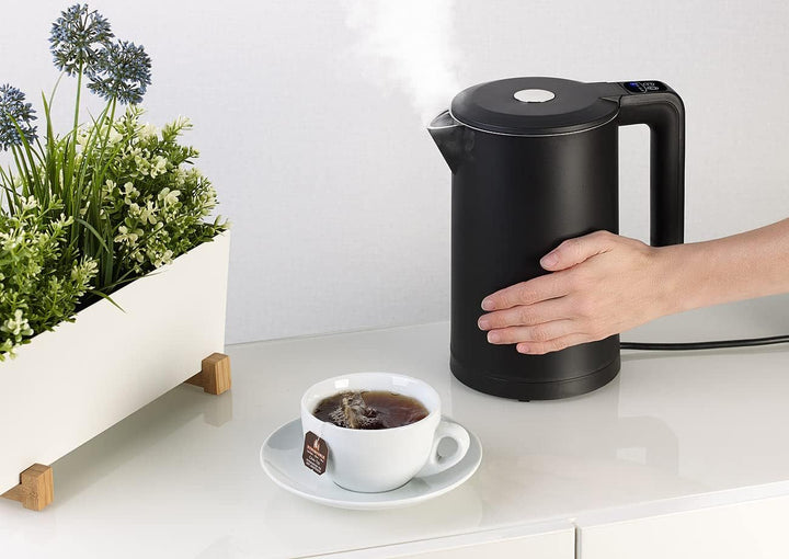 Rosenstein & Söhne Design-Wasserkocher: Edelstahl-Wasserkocher, Temperaturwahl, Warmhaltefunktion, L