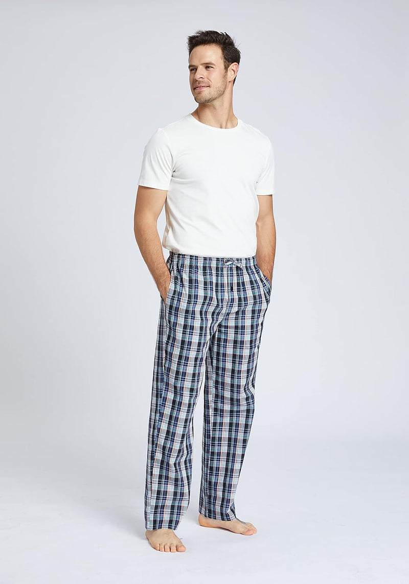 JupiterSecret Herren Pyjamahose Lang Schlafanzughosen für Herren Karierte Nachtwäsche 3er Packs 100%