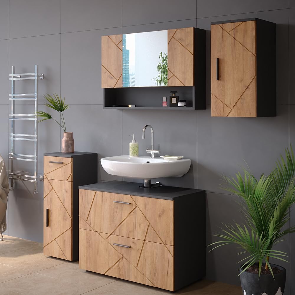 Vicco Badschrank Irma, Anthrazit/Eiche, 30 x 59 cm Anthrazit 30x59 cm, Anthrazit 30x59 cm