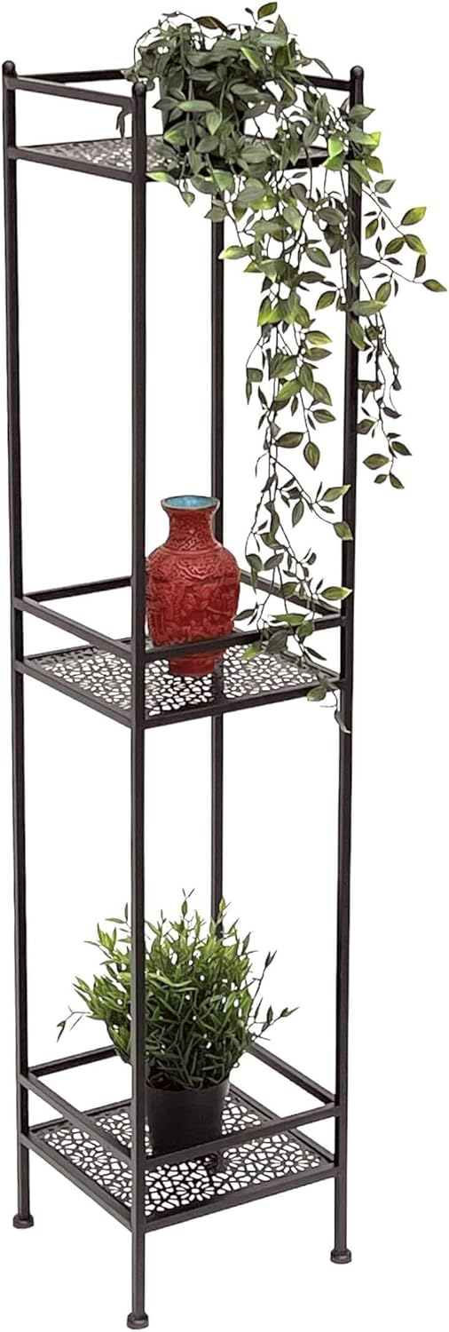DanDiBo Standregal Schwarz Metall Schmal Stehend 3 Ebenen 110 cm Regal Küche Küchenregal 96485 Metal