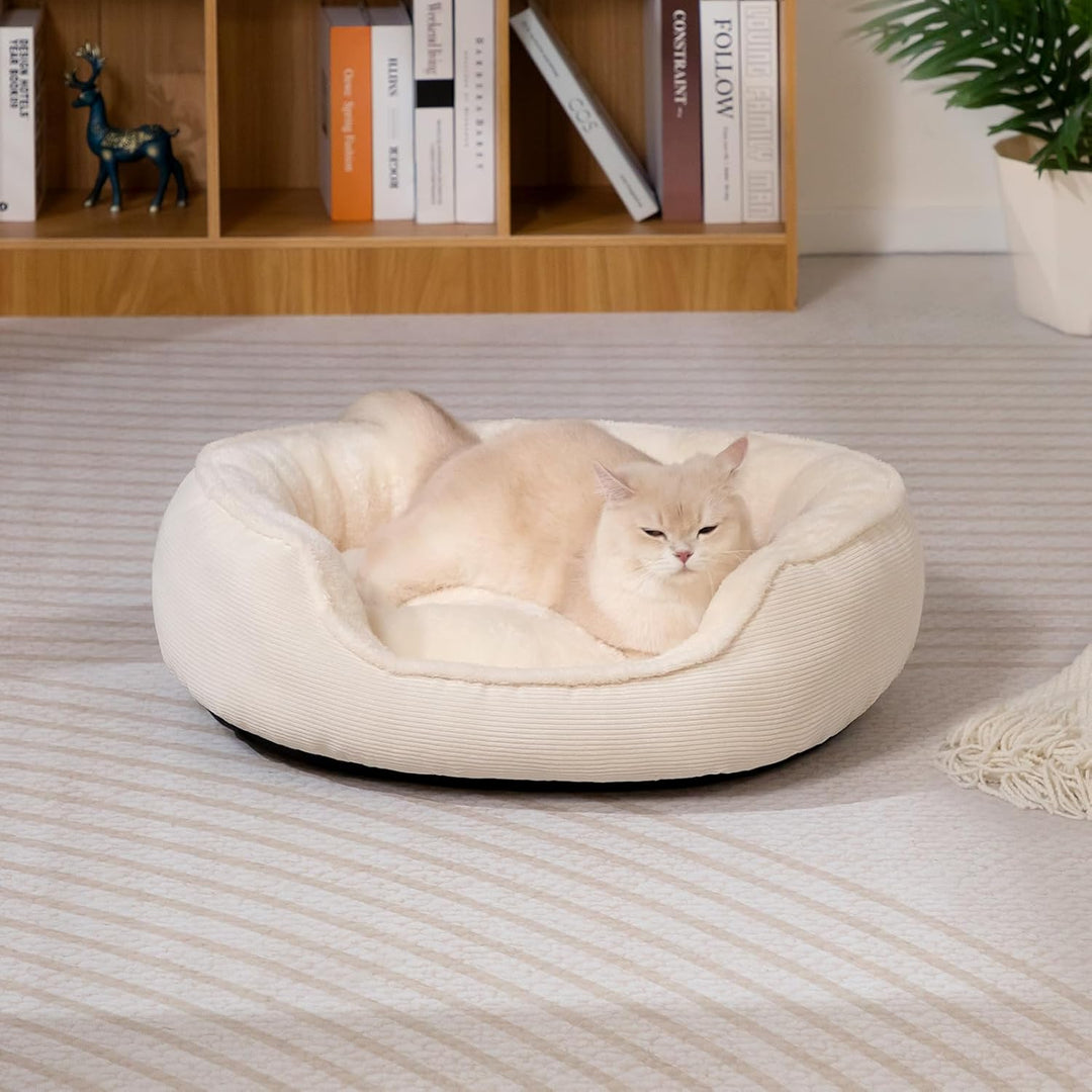 Hollypet Katzenbett Kleines Hundebett, Rundes Haustierbett für Katzen und Welpen, Weiches Schlafbett