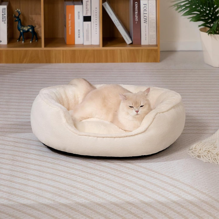 Hollypet Katzenbett Kleines Hundebett, Rundes Haustierbett für Katzen und Welpen, Weiches Schlafbett