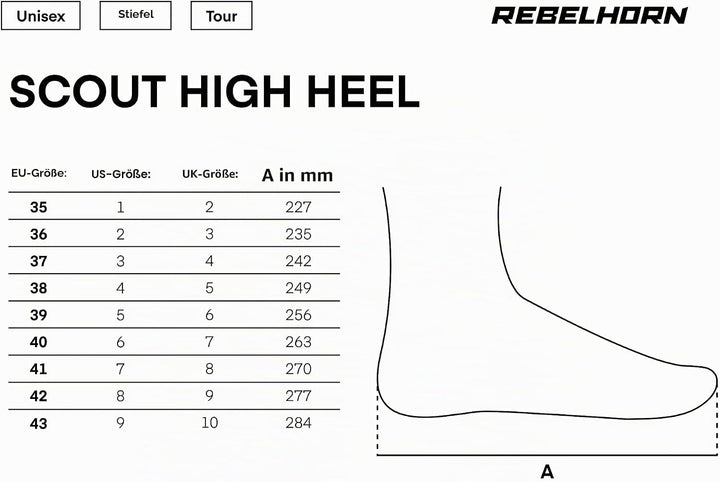 REBELHORN Scout High Heel Lady Motorradstiefel Damen | PU Leder | Wasserdichte Hipora Membran | 7cm