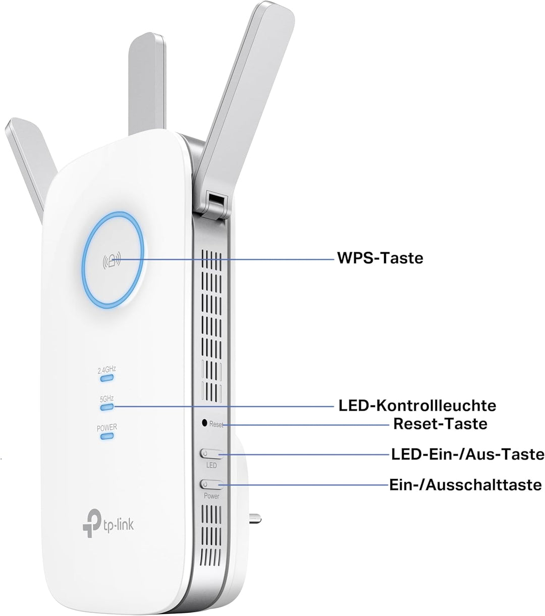 TP-Link RE550 WLAN Verstärker Repeater AC1900 (Dual AC + N, 1300MBit/s 5GHz + 600MBit/s 2,4GHz, App