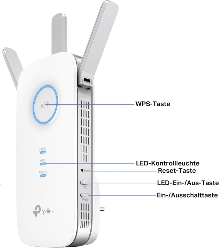 TP-Link RE550 WLAN Verstärker Repeater AC1900 (Dual AC + N, 1300MBit/s 5GHz + 600MBit/s 2,4GHz, App
