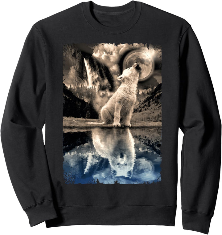 Heulender Baby Wolf Mond Erwachsener Wolf Sweatshirt