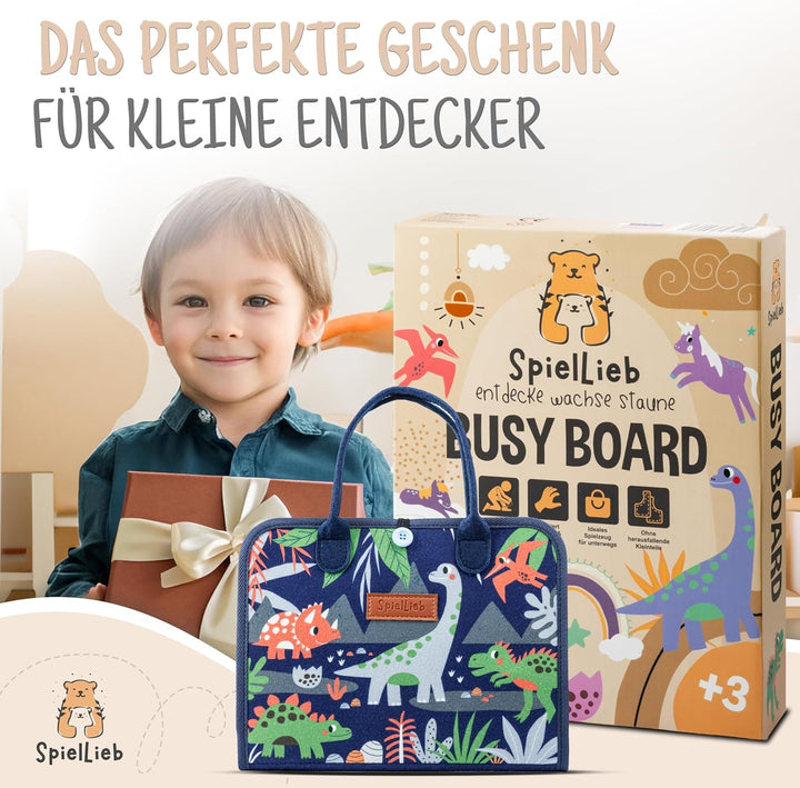 SpielLieb® Montessori Busy Board Deutsch ab 3 Jahre - interaktives Activity Board Spielzeug für Klei