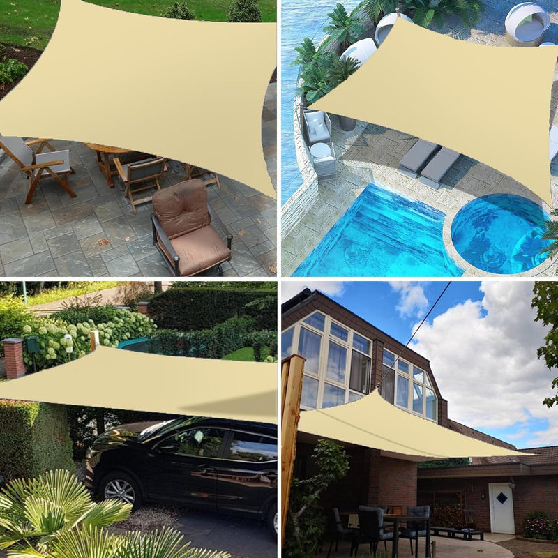 HOMPER Sonnensegel Wasserdicht Sonnenschutz, Oxford-Gewebe, UV-Schutz, für Balkon Terrasse Garten Ca
