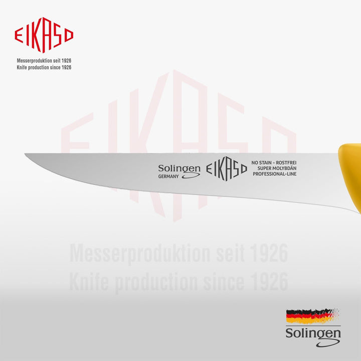 EIKASO Solingen Ausbeinmesser gerade 13cm Klinge steif aus Molybdänstahl 1.4116 Profi Fleischmesser