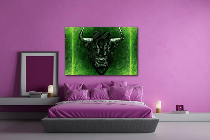 deyoli Büffel mit einer coolen Sonnenbrille Format: 80x60 als Leinwandbild, Motiv fertig gerahmt auf