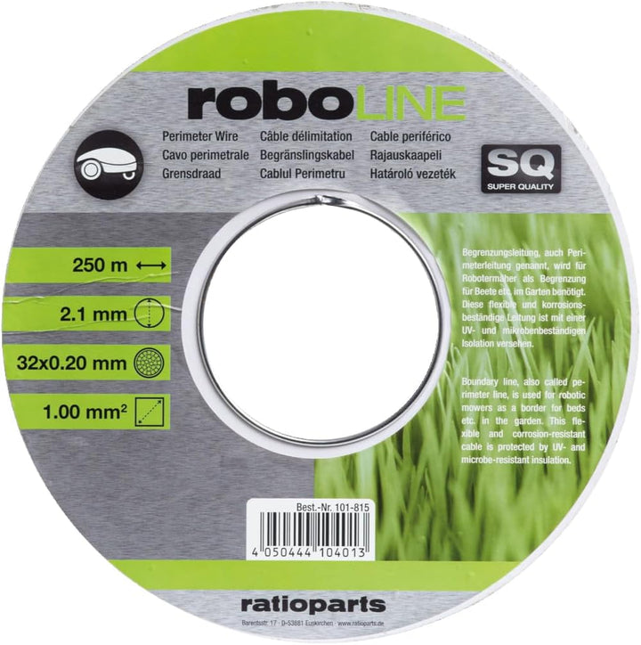 Ratioparts Begrenzungskabel für Mähroboter Ø 2,1 mm, 250 m verzinnt, Grün 250m/2,1mm x 1mm², 250m/2,