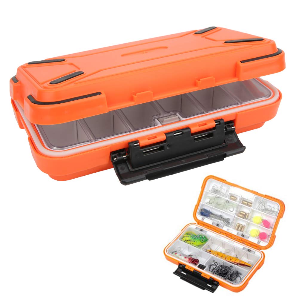 Wasserdichter Organizer für Angelgeräte mit Doppelseitigen Fächern für Köder, Haken und Zubehör. Dic