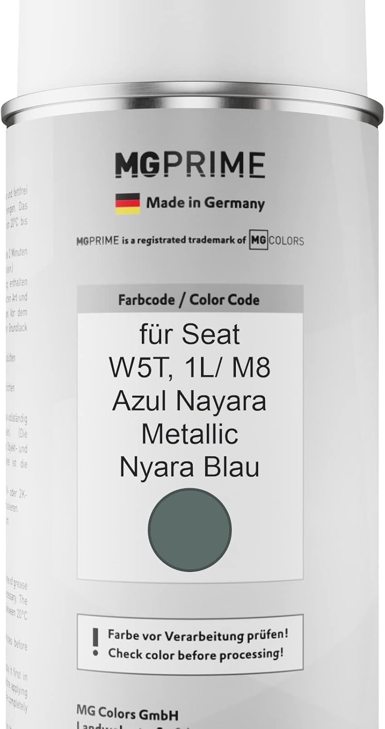MG PRIME Autolack 2K Spraydosen Set für Seat W5T / 1L/ M8 Azul Nayara Metallic/Nyara Blau Basislack