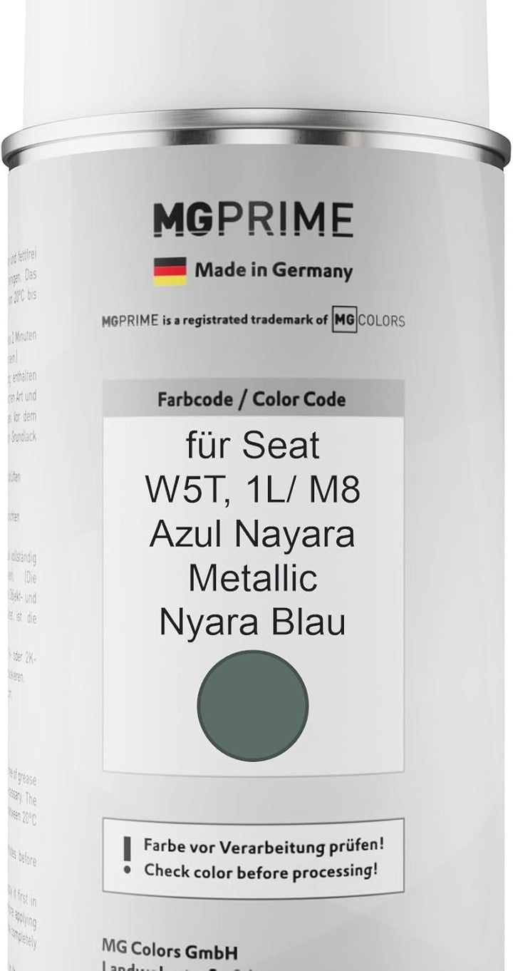MG PRIME Autolack 2K Spraydosen Set für Seat W5T / 1L/ M8 Azul Nayara Metallic/Nyara Blau Basislack