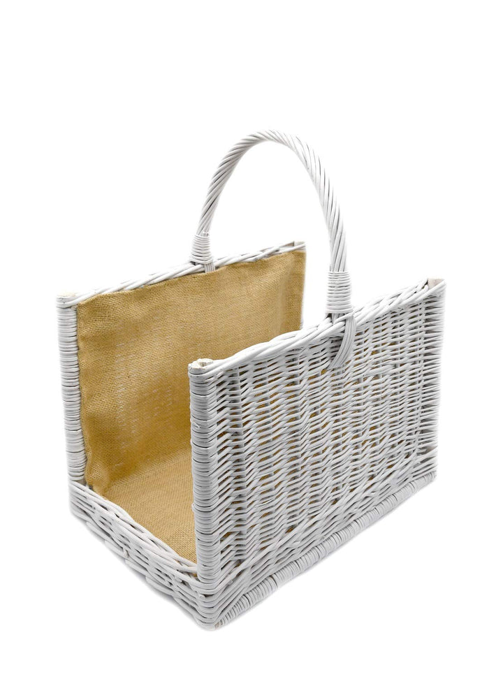 Kaminholzkorb Rattankorb Weidenkorb Tragekorb Korb für Holz verstärkt weiss K12-205-WJ-K