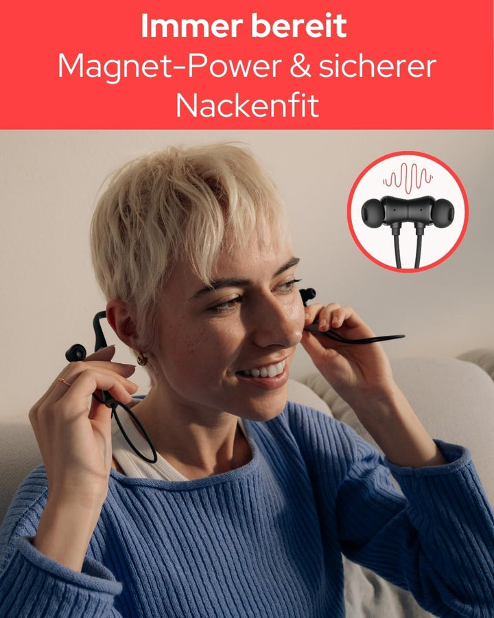Verbatim TruSound ANC Neckband Earbuds (Schwarz) Bluetooth 5.4 mit Active Noise Cancelling Mikrofon