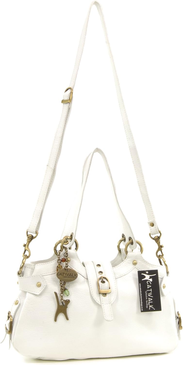 Catwalk Collection Handbags - Damen Leder Schultertasche - Umhängetasche Mittelgross - Handtasche mi
