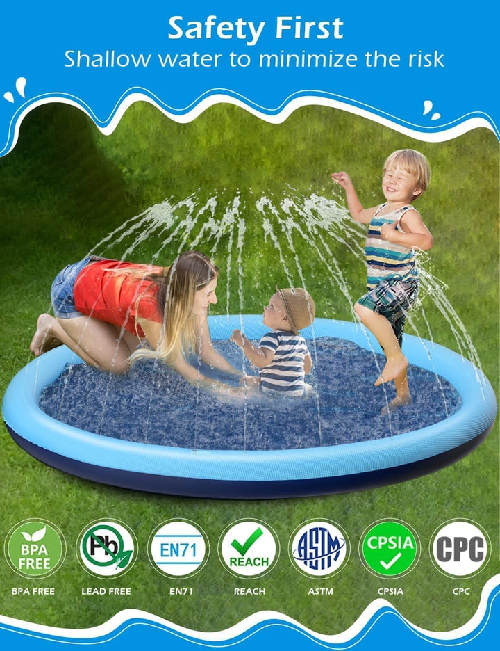 Tosekry Kinder Sprinkler mit Antirutschfunktion, 200CM Wasserspielzeug Hund Pool, Wasserspielzeug Ki