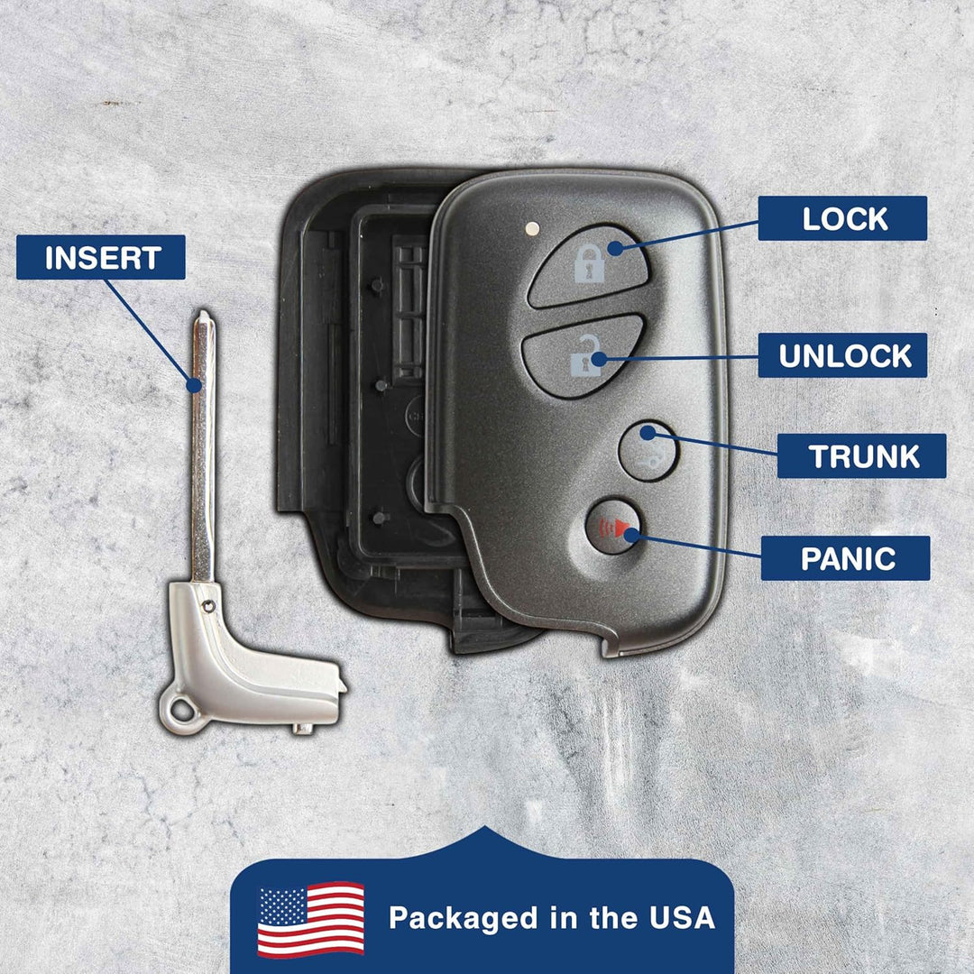 KeylessOption Keyless Entry Remote Key Fob Car Smart Key Shell Case Button Cover Replacement