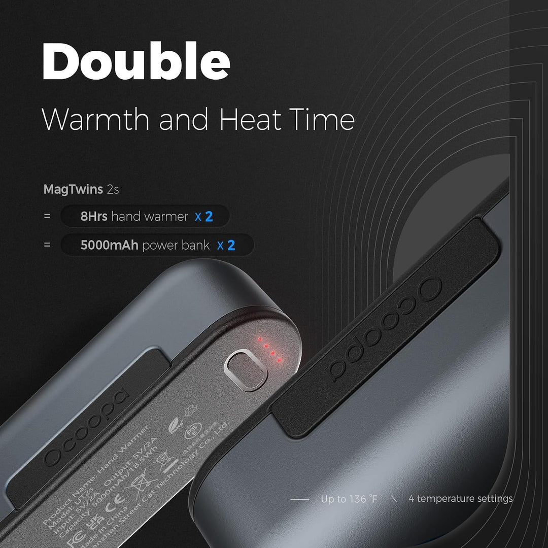 OCOOPA handwärmer elektrisch, 10000 mAh Split-Magnetic, 4 Heizmodi, schnelleres Aufheizen handwärmer