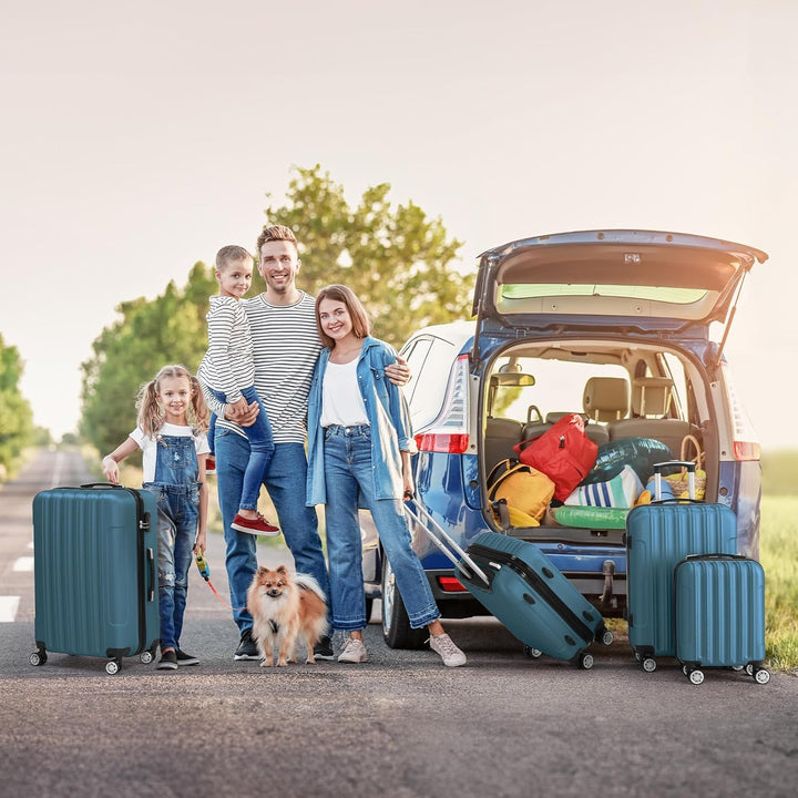 LALAHO Kofferset 3/4/5 teilig, Reisekoffer Set mit Kosmetikkoffer, Hartschalen Koffer Set aus ABS, G