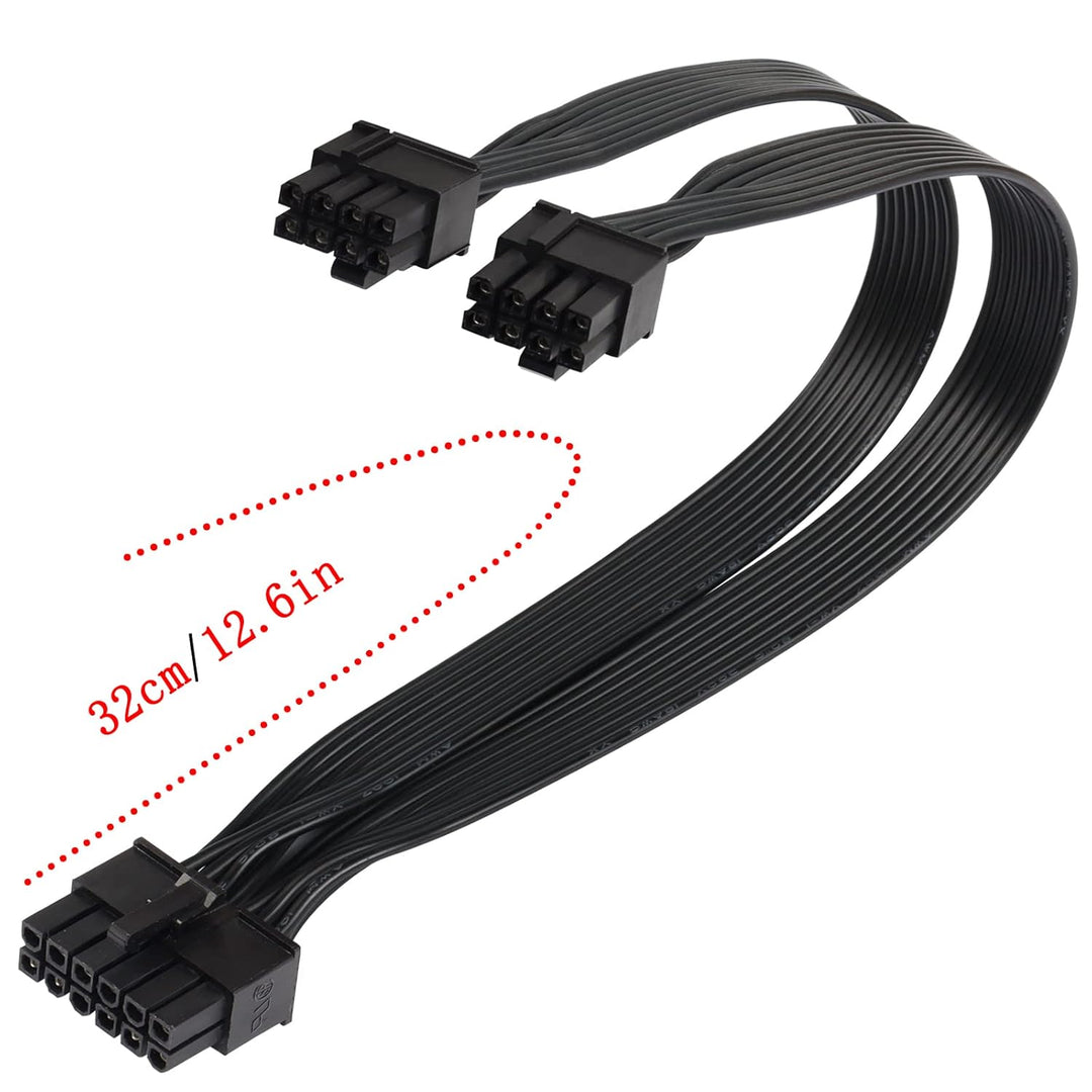 QIANRENON PCI-E 12 Pin auf Dual 8 Pin (6Pin+2Pin) Grafikkarten-Netzteilkabel Stecker auf Stecker, ge