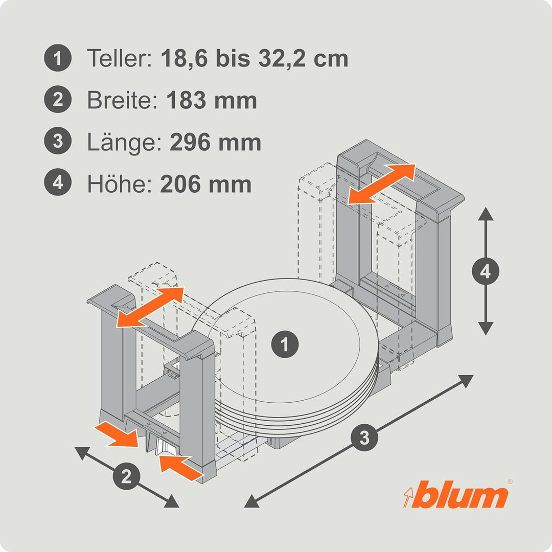 Blum AMBIA-LINE Tellerhalter | verstell- & herausnehmbar | sicheres, übersichtliches Verstauen & ein