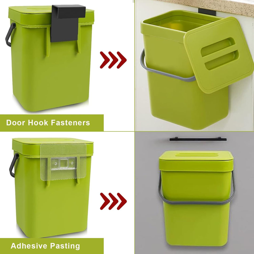 3L Biomülleimer Küche Klein, Komposter Mülleimer mit Deckel, Aufhängbarenzum Komposteimer, Tischabfa