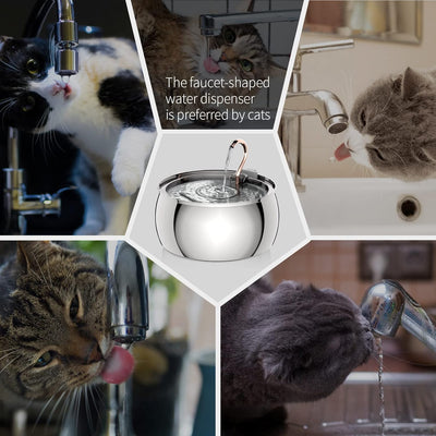 TOMXCUTE Katzenbrunnen 4L Trinkbrunnen für Katze aus Edelstahl mit Schwänenhals-Design, Spülmaschine