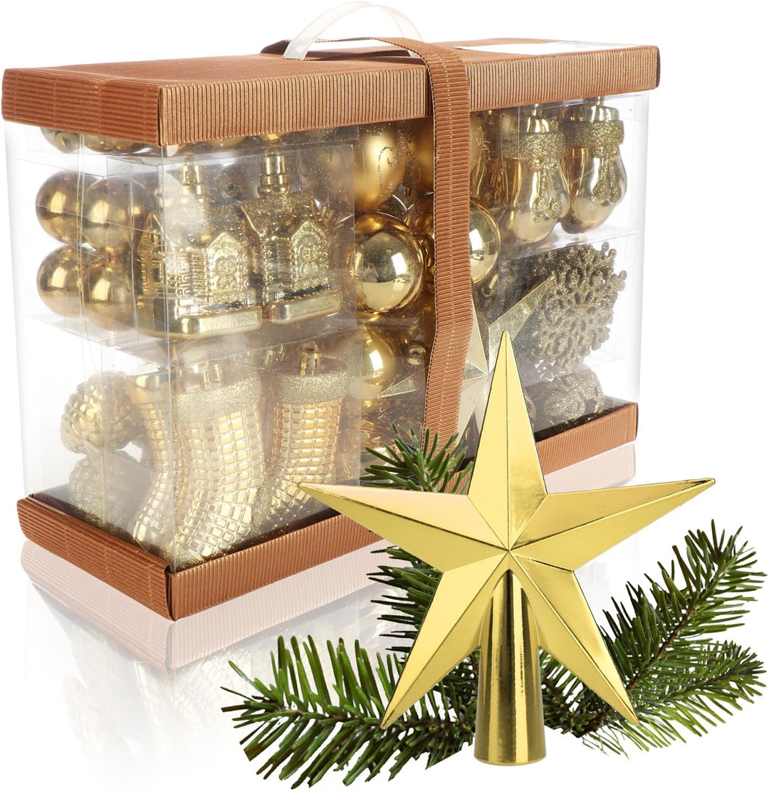 com-four® 128x Weihnachtskugeln, Christbaumkugeln bruchsicher aus Kunststoff für Weihnachten, Baumsc