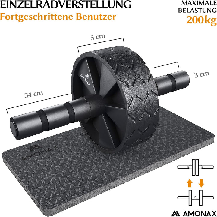 Amonax Bauchroller, bauchtrainer ab roller, bauchmuskeltrainer ab wheel set, mit Rutschfester, inkl.