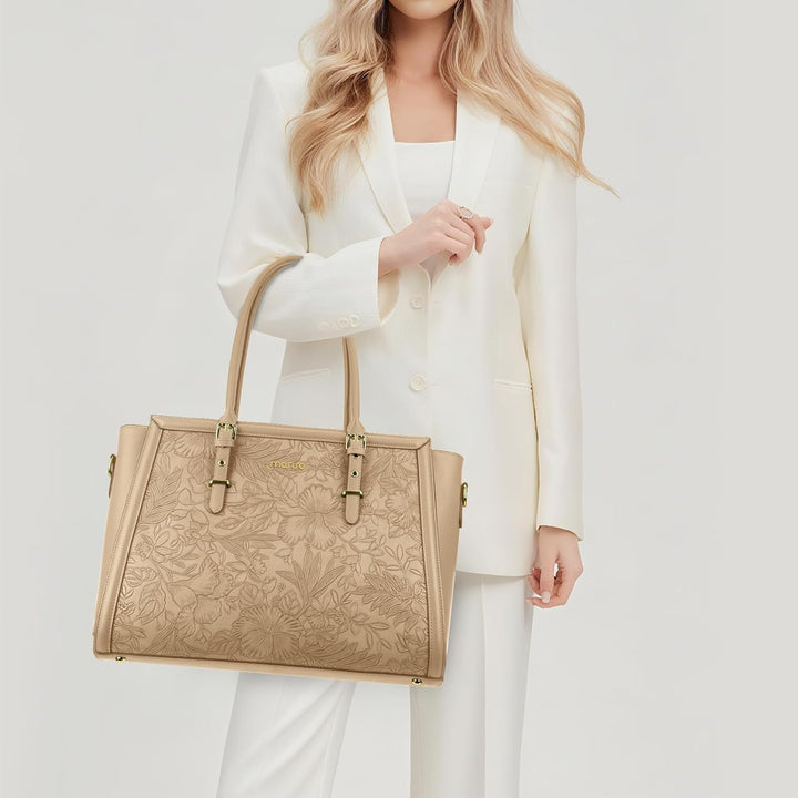 MOSISO Laptop Tasche für Frauen,17,3 Zoll PU Leder Tote Bag Kompatibel mit MacBook,HP,Dell,Asus Note