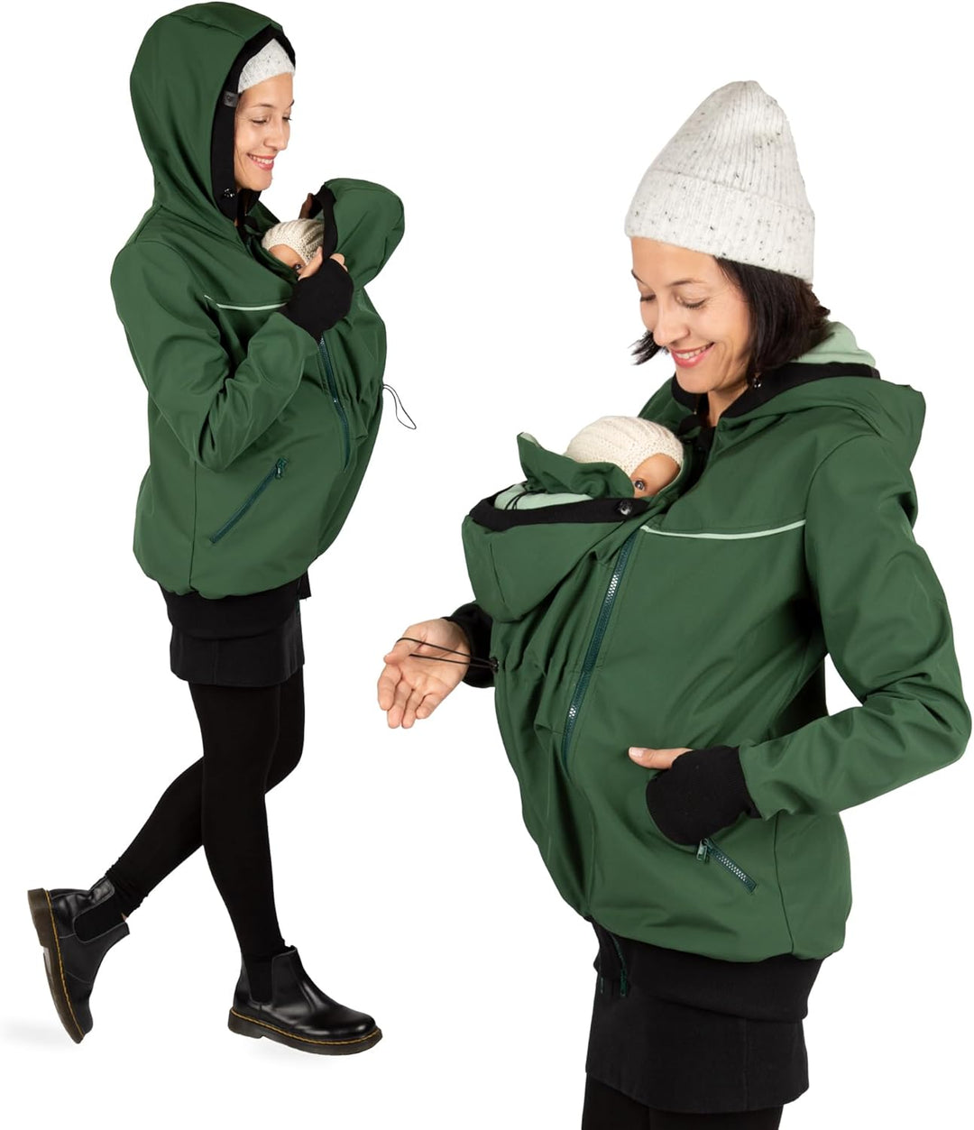 Viva la Mama 4in1 Tragejacke für Tragen auf dem Rücken oder der Brust, Softshell, Umstandsjacke + Kä