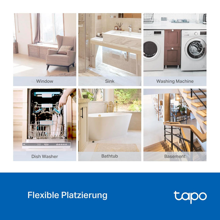 Tapo TP-Link T300 Smarter Wasserleck-Sensor, Hub erforderlich, eingebaute 90Db einstellbare Sirene,