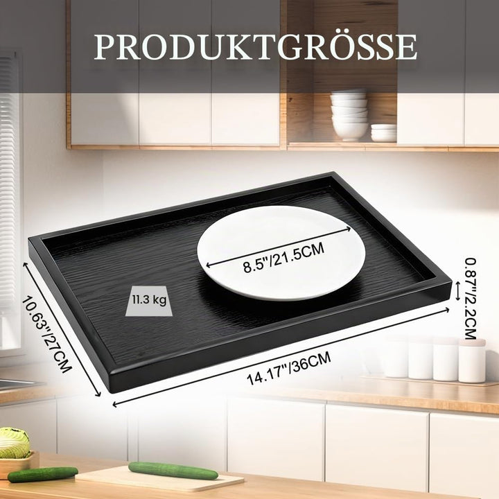 Holz Tee Tablett, schwarzes Rechteck Serviertabletts Kaffee Snack Essen Mahlzeiten Teller zum Frühst