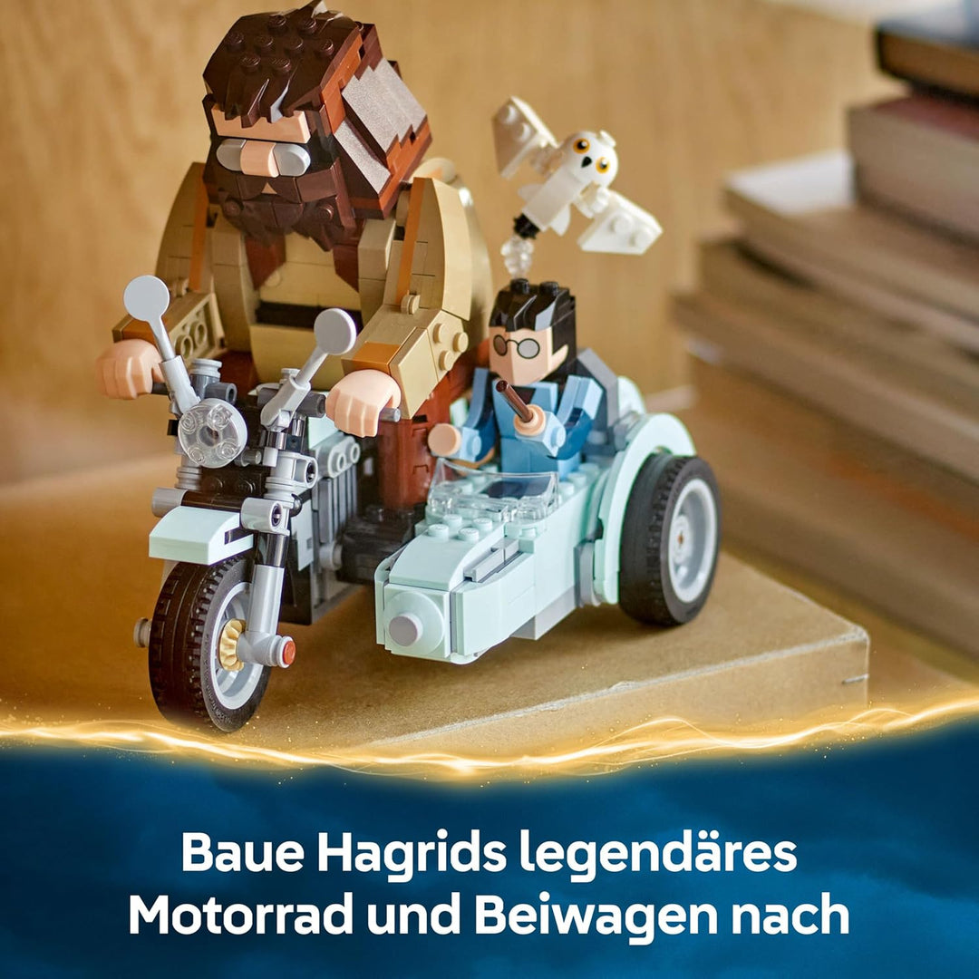 LEGO Harry Potter Hagrids und Harrys Motorradtour, bewegliches Motorrad Spielzeug mit Beiwagen & Hed