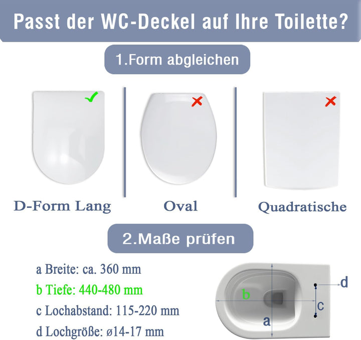 WC-Sitz mit Absenkautomatik & Quick-Release Weiss D form antibakterieller toilettendeckel aus Urea-D
