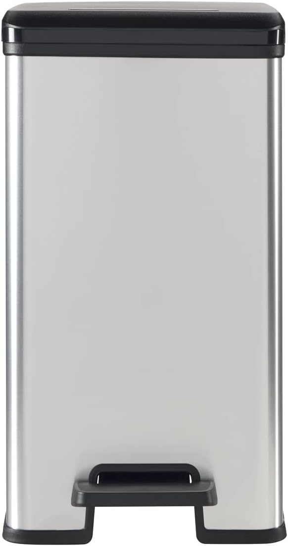 CURVER DECO Bin SLIM 25L Abfalleimer, Plastik, schwarz/silber metallic, 39 x 25 x 45 cm 39 x 25 x 45