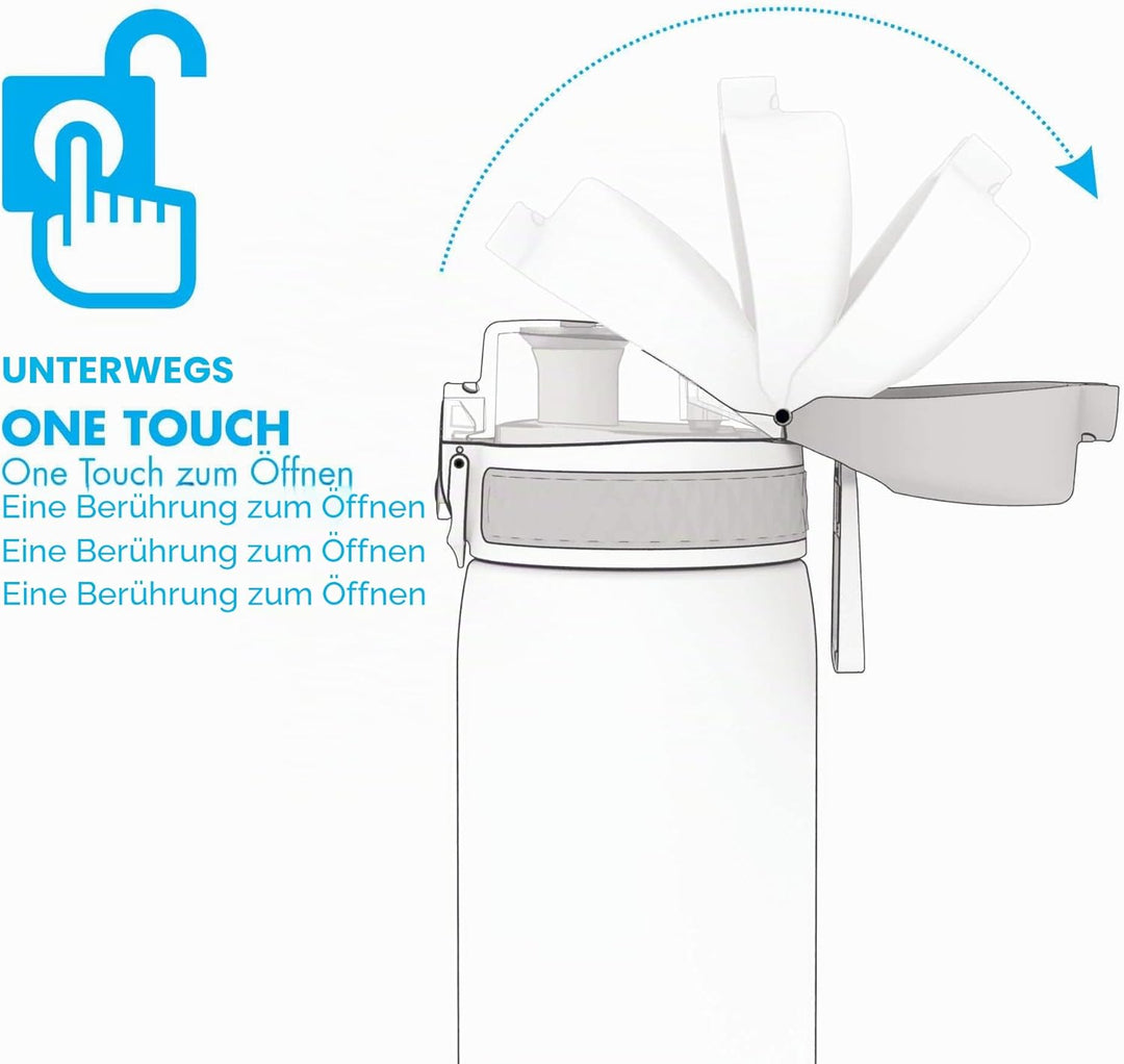 Ion8 Trinkflasche, Auslaufsicher, Einhandöffnung, Sichere Verriegelung, Spülmaschinenfest, BPA-frei,