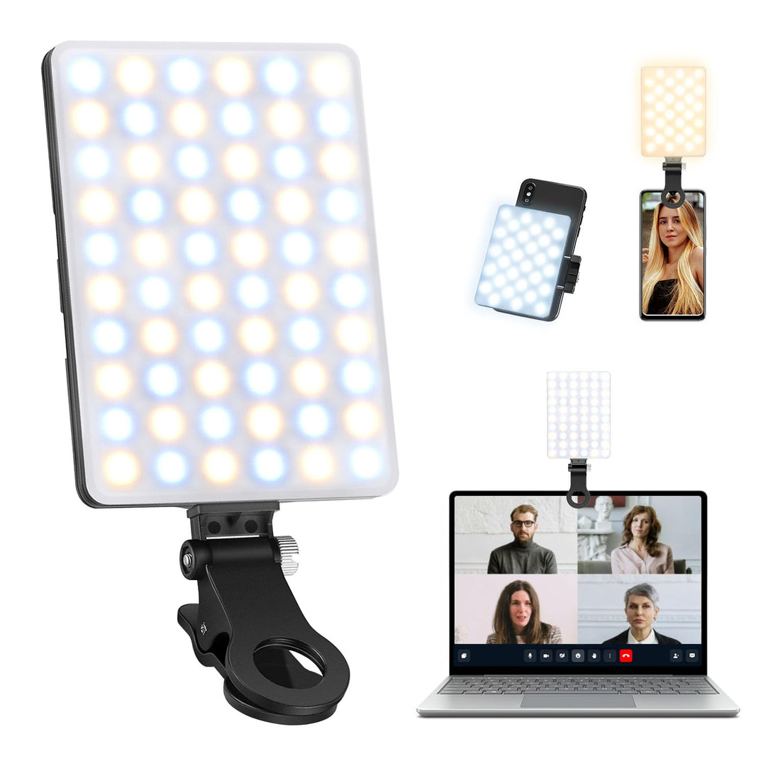 Selfie Licht mit 60 LED Lampenperlen, 3000-6500K 3 Lichtmodi Handylicht, 2000mAh Akku LED Video Lich