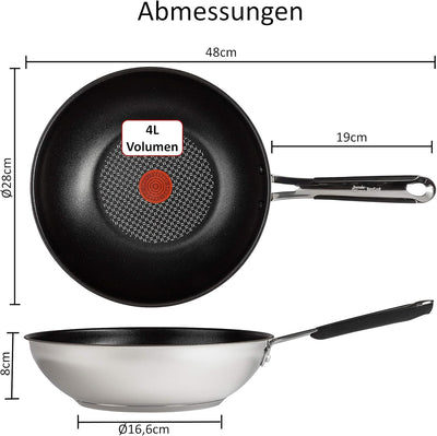 Tefal E30 Jamie Oliver Wok pfanne Induktion 28 cm -SET4- Wokpfanne Antihaft-beschichtet, Spülmaschin