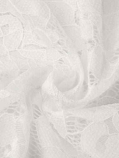 Allegra K Damen Spitzenbolero Langarm Bolero Durchsichtig Rüschensaum Crop Blumen Shrug XS Weiss, XS