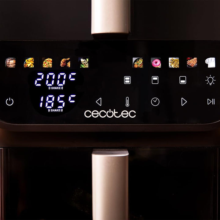 Cecotec Air Fryer 10 l Cecofry DuoLevel 10000 DuoSize Window. 2000 W, vertikales Design, 2 Behälter