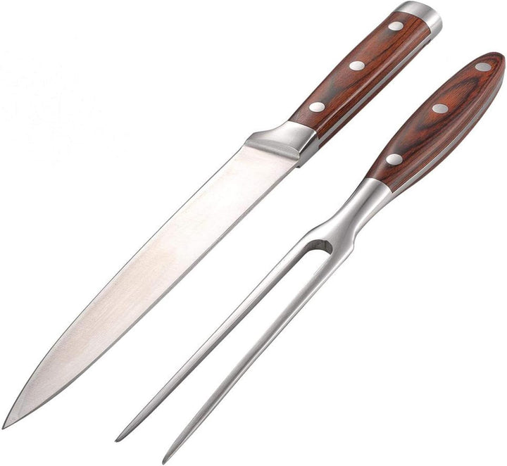 EVTSCAN Schnitzmesser und Gabel Set, Edelstahl Premium BBQ Fleisch Truthahn Braten Küche Abendessen