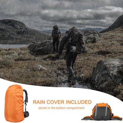 Loowoko Wanderrucksack 50L mit Regenschutz, Camping Rucksack Trekking Tasche für Outdoor, Männer & F