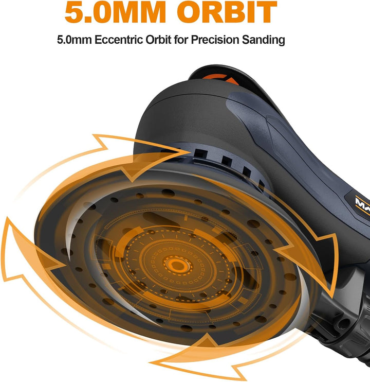 MAXXT 5,0 mm Brushless Exzenterschleifer 230V mit Dreikernverkabelung - Vielseitiger Elektrischer Sc