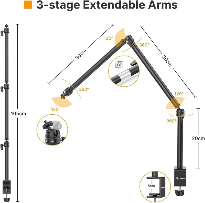 VIJIM LS08 Stativ mit Tischklemme und Arm